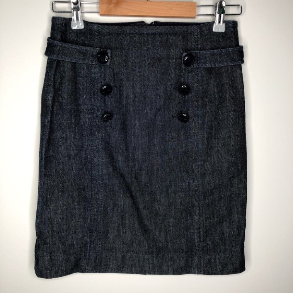 LILLY Pulitzer Denim Nautical Button Front Skirt Size 0